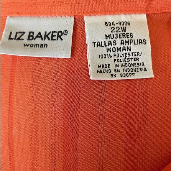 Liz Baker Women Tunic Top 22W Orange Button Up Career Workwear Modern Flowy - Picture 2 of 10